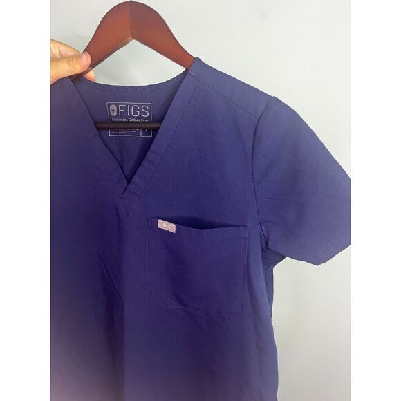 Figs Scrub Top Womens Small Technical Collection Navy with one pocket - Picture 3 of 6